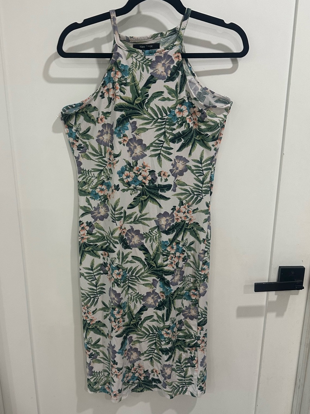 Halter midi dress tropical floral